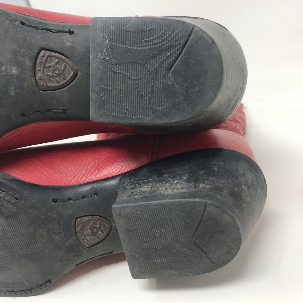 Ariat Red Leather Western Cowgirl Boots Size 8B - Picture 10 of 12